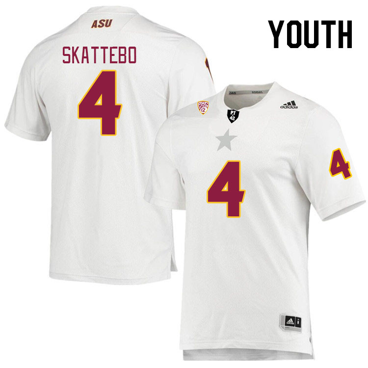 Youth #4 Cameron Skattebo Arizona State Sun Devils College Football Jerseys Stitched Sale-White